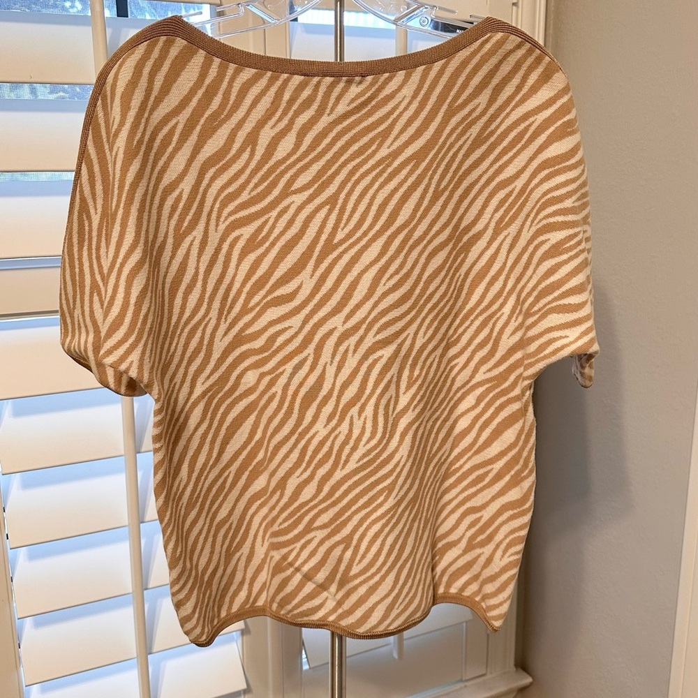 Tan/ Winter White Zebra Print Women's Top